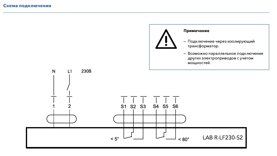 Схема подключения привода ENSO LAB R-LF230-S2